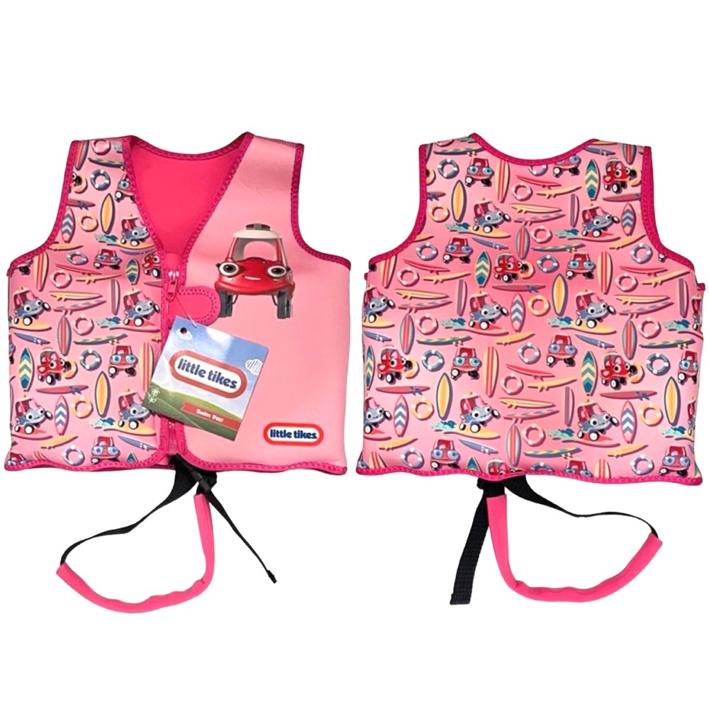 LITTLE TIKES | Pink Neoprene Cozy Coupe & Surfboard Themed Swim Vest | S/M